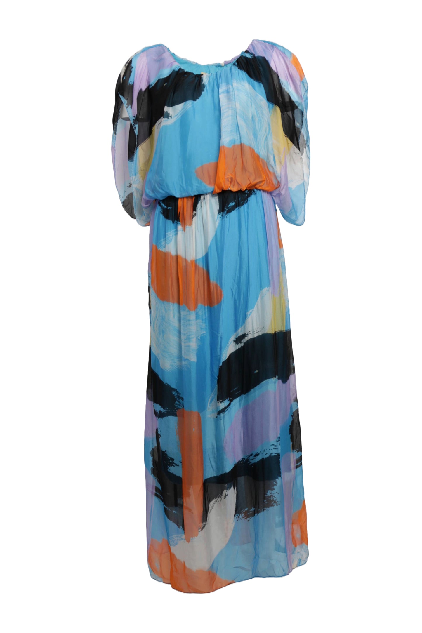 Spring Floral Silk Two Layered Maxi Dress