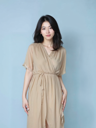 高貴希臘風垂墜感連身長裙