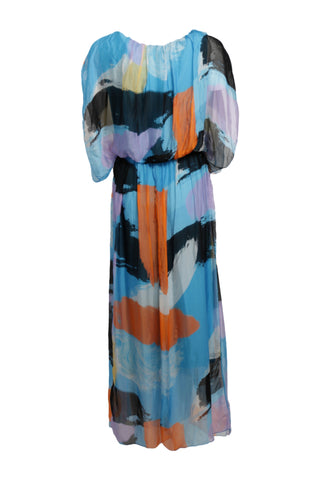 Spring Floral Silk Two Layered Maxi Dress