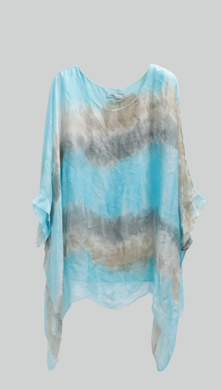 Vibrant Tie-Dye Poncho Silk Top