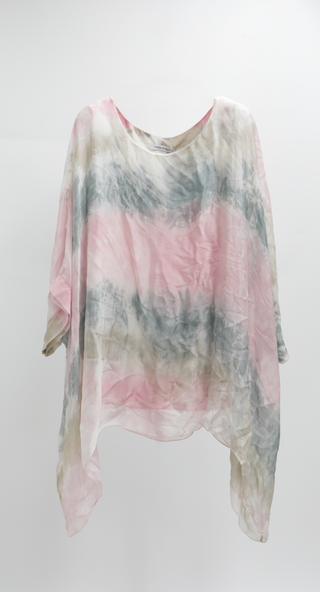 Vibrant Tie-Dye Poncho Silk Top