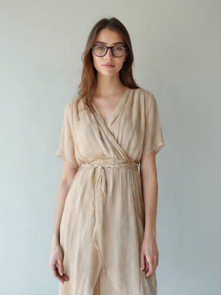 Grecian-style flowing maxi dress