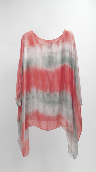 Vibrant Tie-Dye Poncho Silk Top