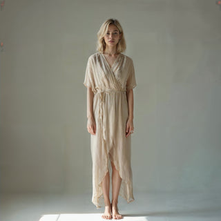 Grecian-style flowing maxi dress