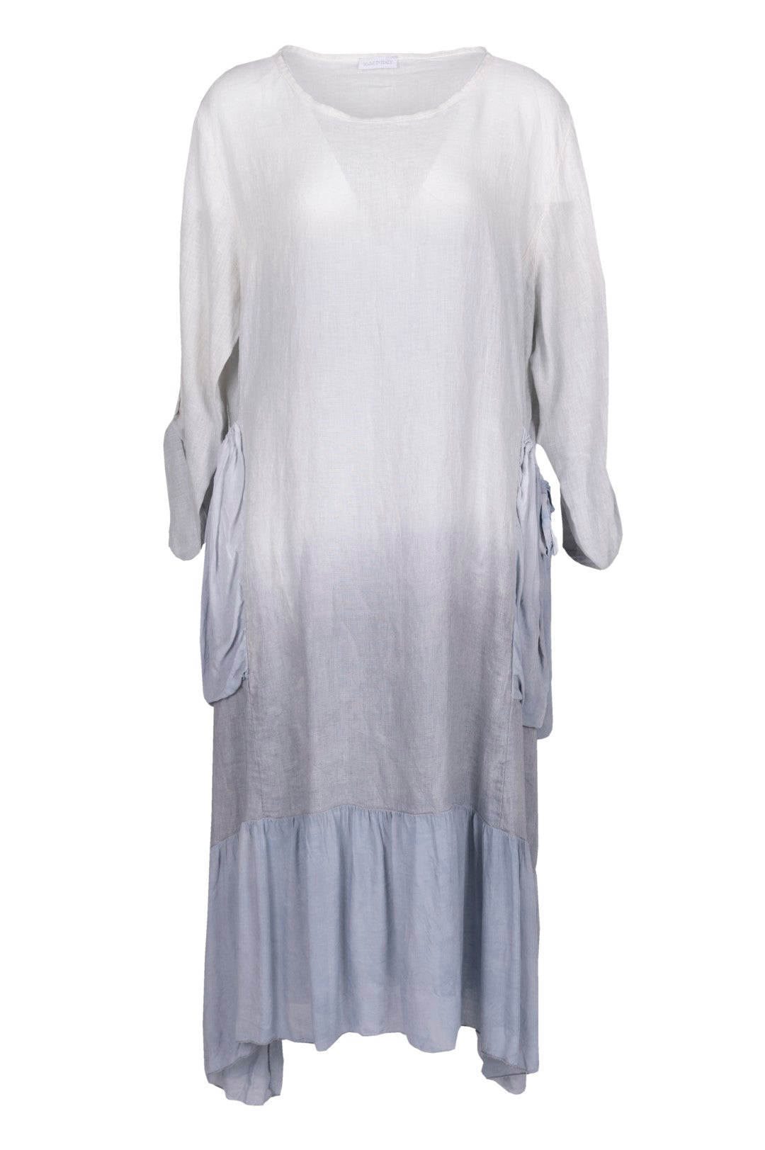 Tie-Dye Gradient Linen Dress With Side Pockets