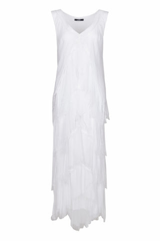 Lamb Signature Tiered Ruffles V Collar Maxi Vest Skirt