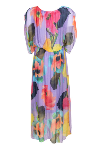 Allover Rose Floral Silk Two Layered Dress